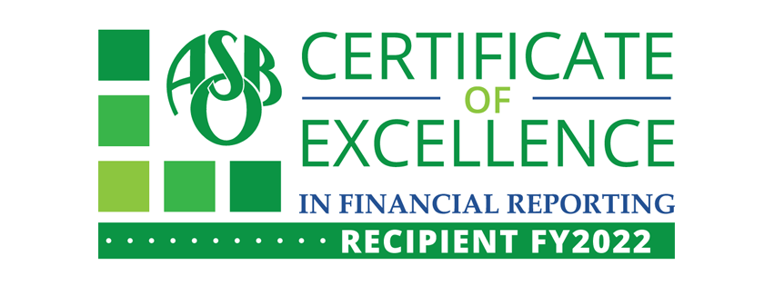 Certificate of Excellence in Financial Reporting FY 2022